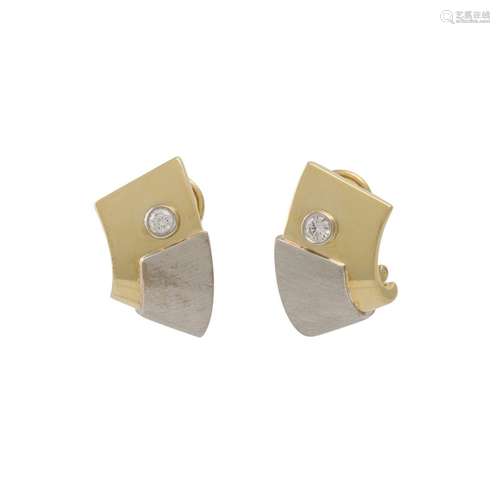 Paar Clip-Ohrstecker mit 2 Brillanten zus. ca. 0,18 ct,WEIß(...