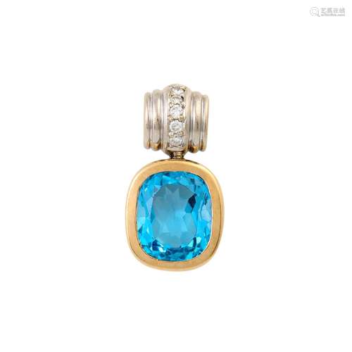 Anhänger mit Blautopas von ca. 7 ct und Brillanten ca. 0,1 c...