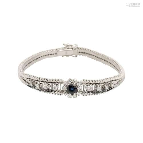 Armband mit Saphir und Diamanten von zus. ca. 0,3 ct,