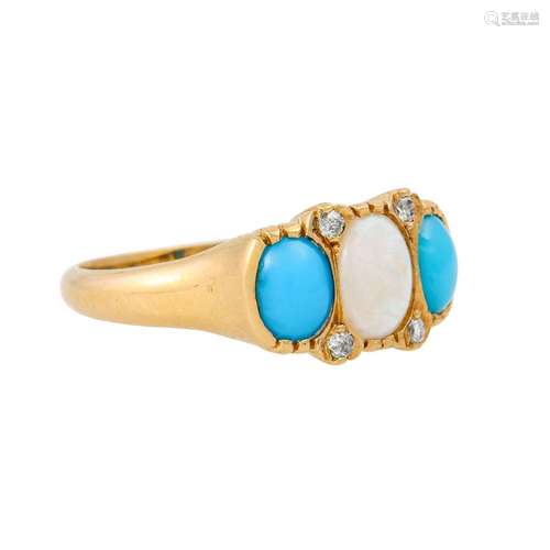 Ring mit weißem Opal und Türkisen