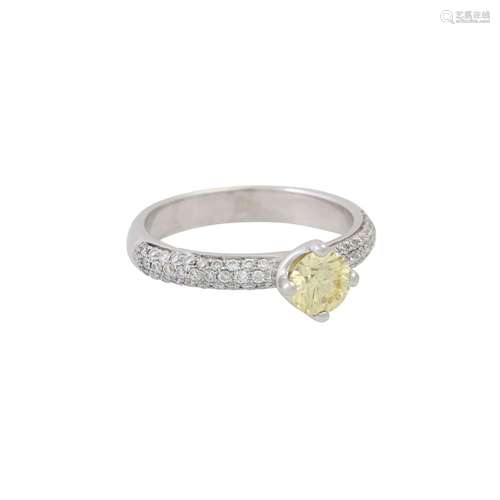 Ring mit zitronengelbem Brillant von ca. 0,5 ct