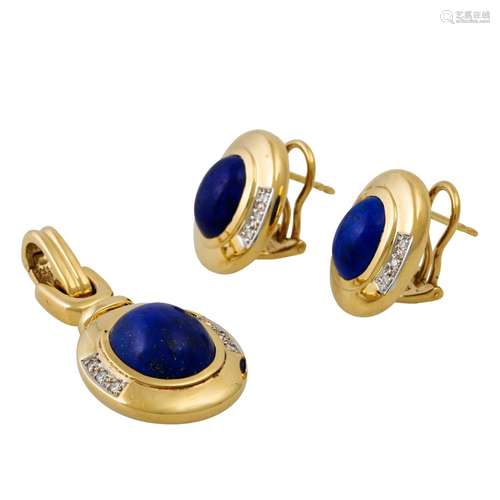 Schmuckset aus Clip-Anhänger und Ohrringen mit Lapislazuli