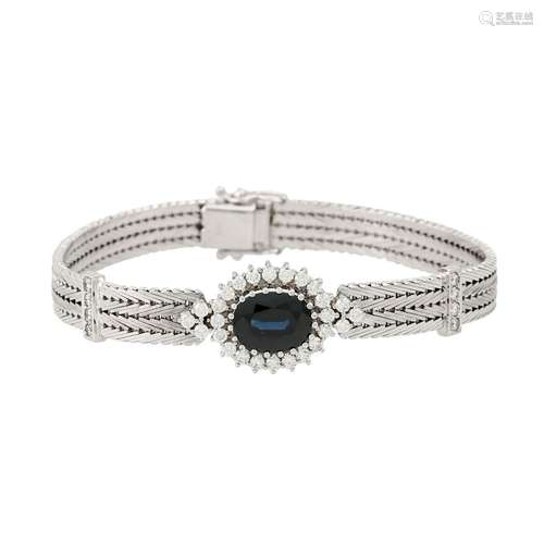 Armband mit oval facettiertem Saphir ca. 4,2 ct