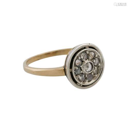 Ring mit Diamantrosen zus. ca. 0,1 ct,