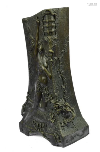 Bas Relief Woman Vase Bronze Sculpture