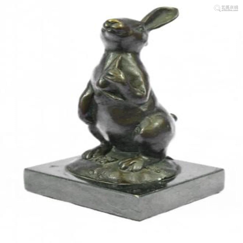 Animal Edition Bronze Bunny With Carrot Sculpture