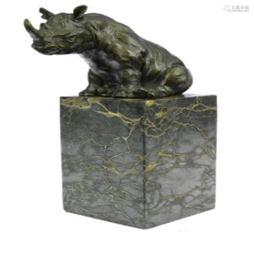 African Rhino Wild Life Bronze Sculpture