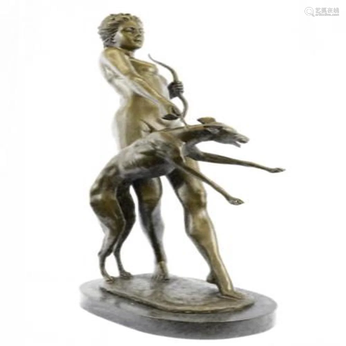 Roman Greek Mythology Diana and Hound Bronze Sculpture