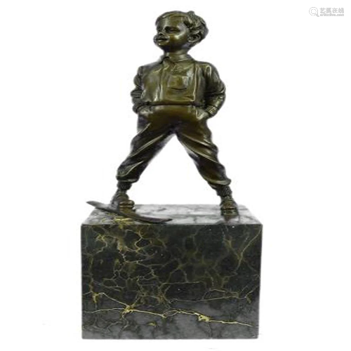 Sport Ski Player Bronze Statue