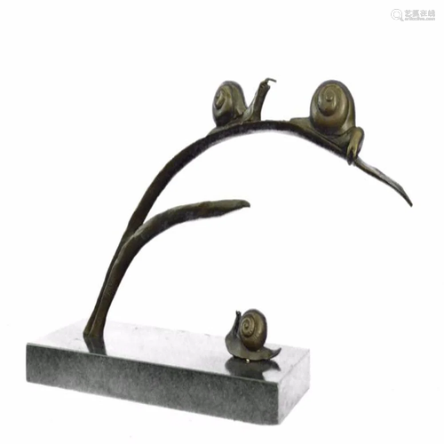 Snails on Branch Bronze Sculpture