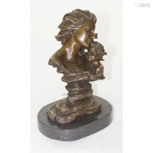 Modern Mother and Child Bronze Sculpture