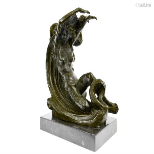 Special Patina Nude Female Resting on Moon Bronze