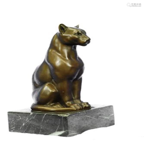 Modern Mountain Lion Bronze Sculpture