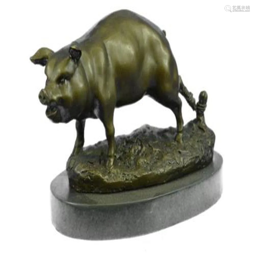 Animal Edition Pig Austrian Bronze Sculpture