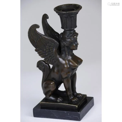 Nude Sphinx Candle Holder Bronze Figurine