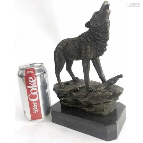 Howling Wolf to the Moon Bronze Sculpture