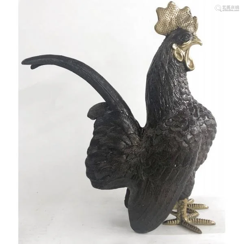 Farm Barn Rooster Bird Bronze Statue