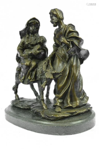 Flight into Egypt Biblical Event Holly Family Bronze