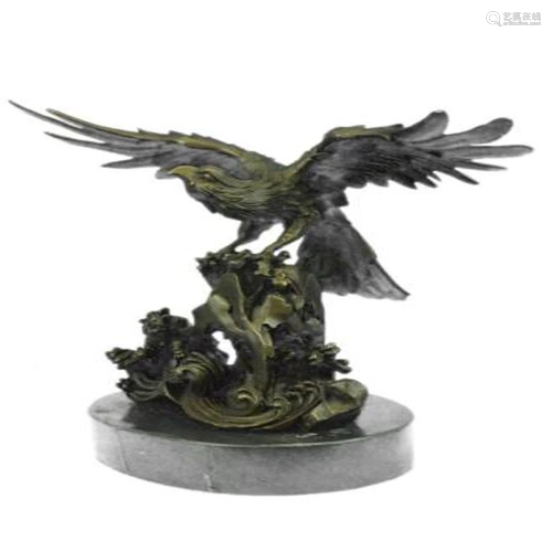 Eagle on Waves Bronze Sculpture