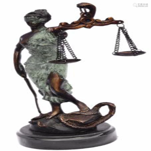 Blind Lady of Justice Bronze Statue