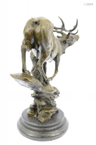 Male Elk Mountain Deer Bronze Sculpture