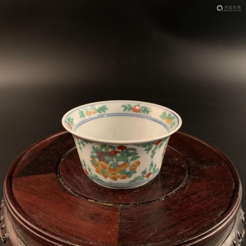 Chinese Doucai Flower Tea Cup