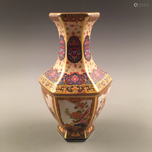 Chinese Enamel Vase, Yong Zheng Mark