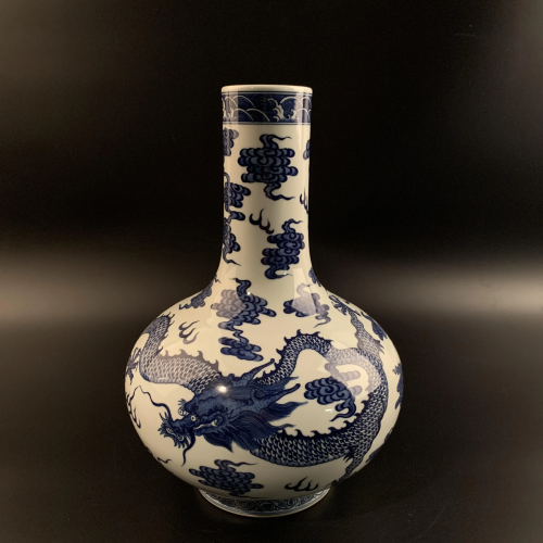 Chinese Blue and White Dragon Vase