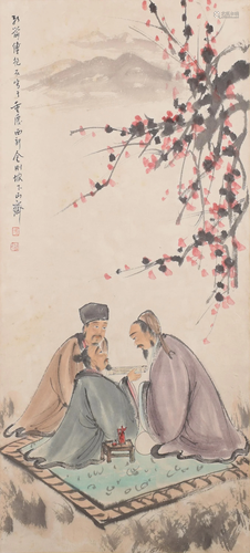 Fu Baoshi Figures Painting on Paper Hanging Scroll