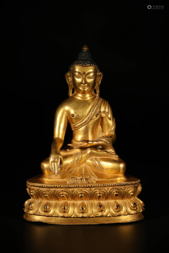 Cooper Gilding Statue of Sakyamuni