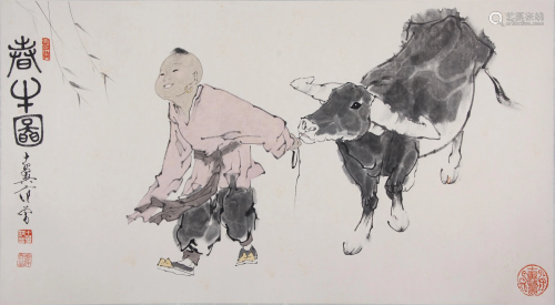 Fan Zeng Spring Cow Painting on Paper