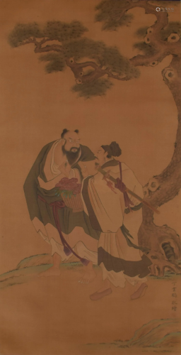 Ding Yunpeng Figures on Silk Hanging Scroll