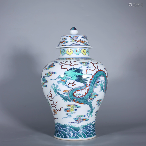 Doucai Seawater and Dragon Jar