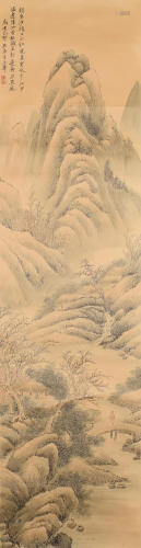 Wang Hui Landscape on Paper Hanging Scroll