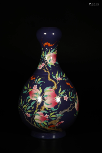 Famille Rose Blessing and Longevity Garlic-shaped Vase