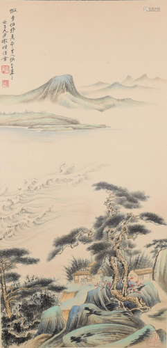 Zhang Daqian Landscape on Paper Hanging Scroll