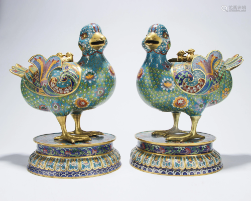 Pairs of Cooper Falang Duck-shaped Vase