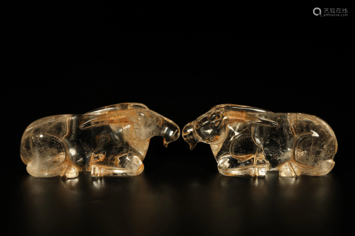 Pairs of Crystal Goat Paperweight
