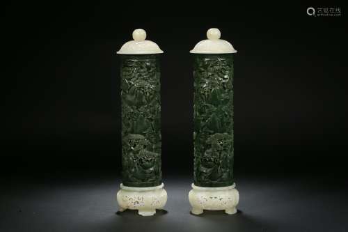 Hetian Biyu Incense Tube in Qing Dynasty