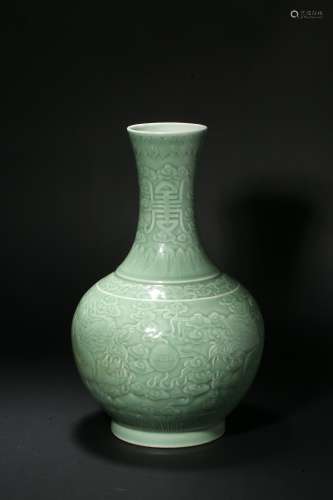 Celestial vase with green beans and blessed life pattern in ...