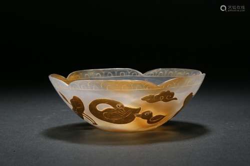 Agate Wrapped Golden Bowl in Qing Dynasty