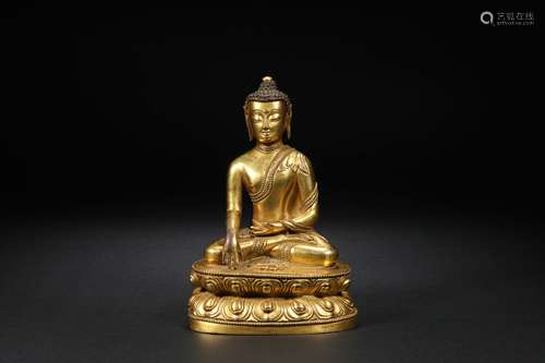 Gilt Bronze Buddha Statue in Qing Dynasty