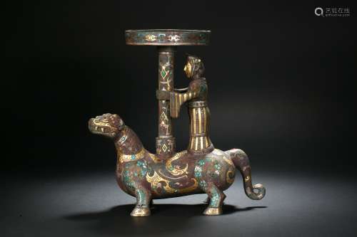 Dropout gold and silver table lamp Han dynasty