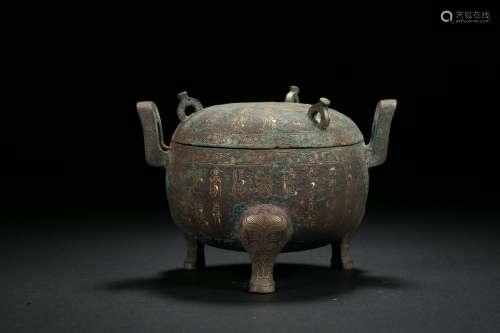 Gold and silver binaural jar in Han dynasty