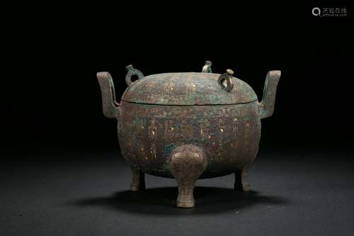 Gold and silver binaural jar in Han dynasty