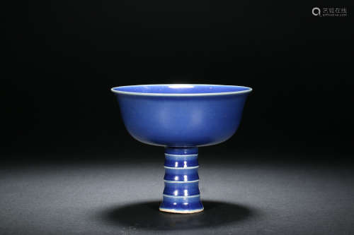 Blue Glazed Goblet Cup in Qing Dynasty