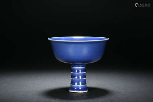 Blue Glazed Goblet Cup in Qing Dynasty