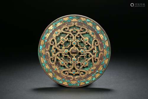 Bronze Mirror Inlaid with Gold in the Han Dynasty