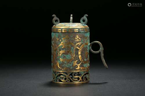 Dropout gold and silver cover cup Han Dynasty