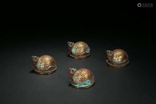 Golden and Silver Turtle Paperweight in Han Dynasty